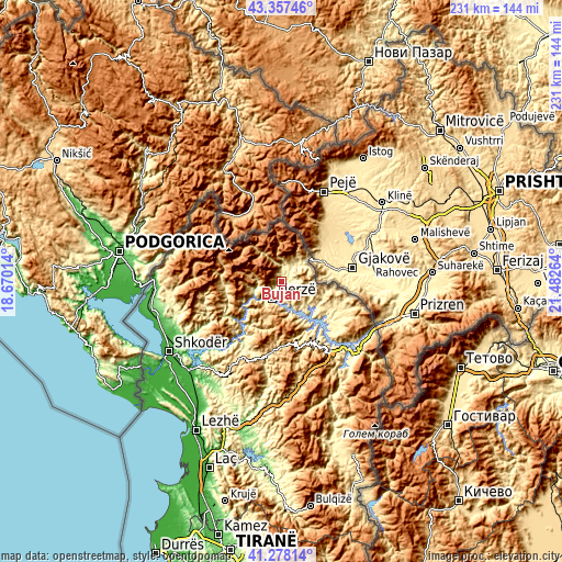 Topographic map of Bujan