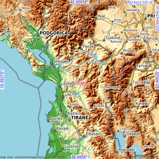 Topographic map of Blinisht