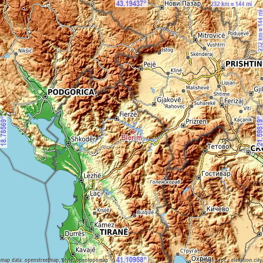 Topographic map of Blerim