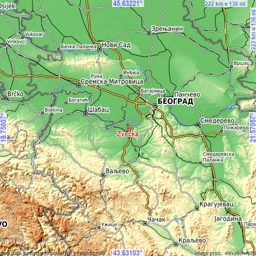 Topographic map of Zvečka