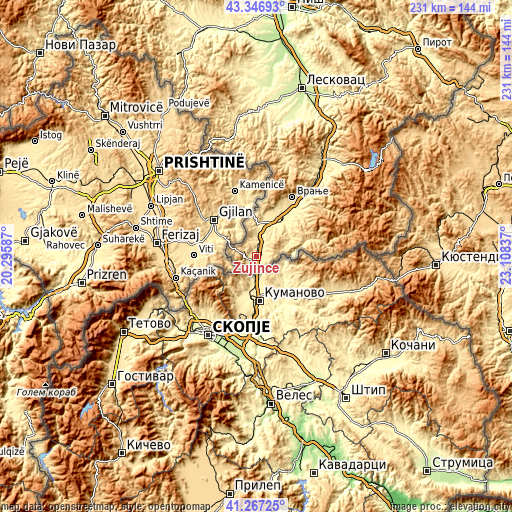 Topographic map of Žujince