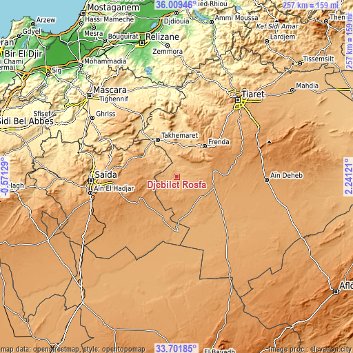 Topographic map of Djebilet Rosfa