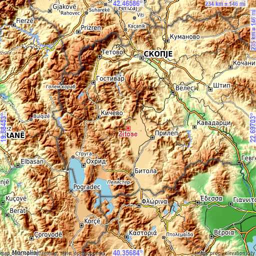 Topographic map of Žitoše