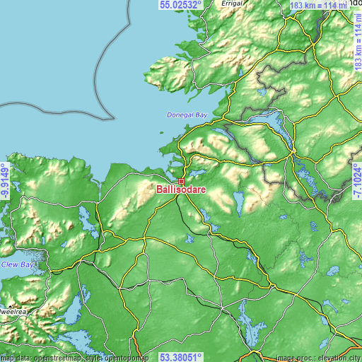 Topographic map of Ballisodare