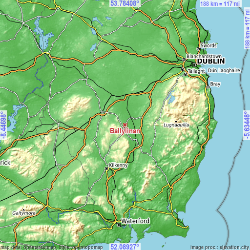 Topographic map of Ballylinan