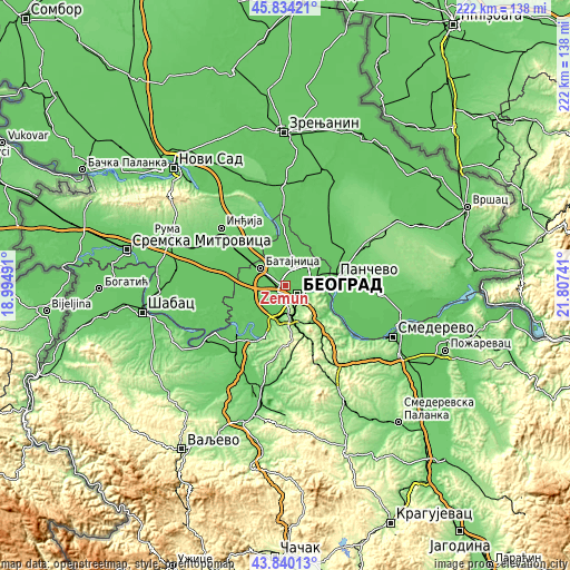 Topographic map of Zemun