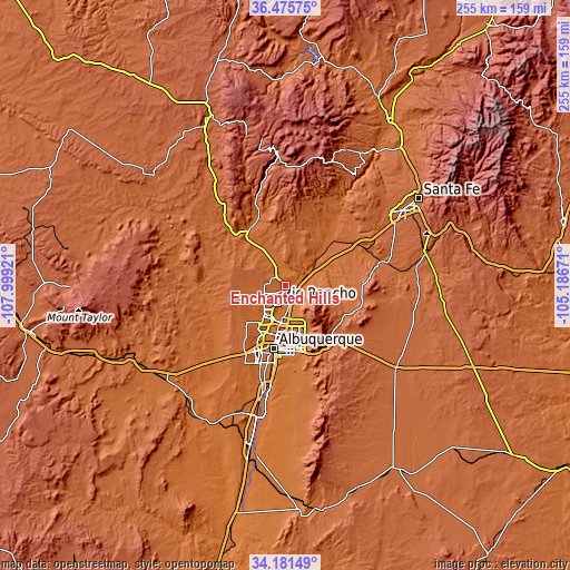 Topographic map of Enchanted Hills