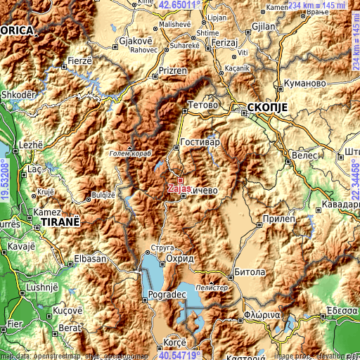 Topographic map of Zajas