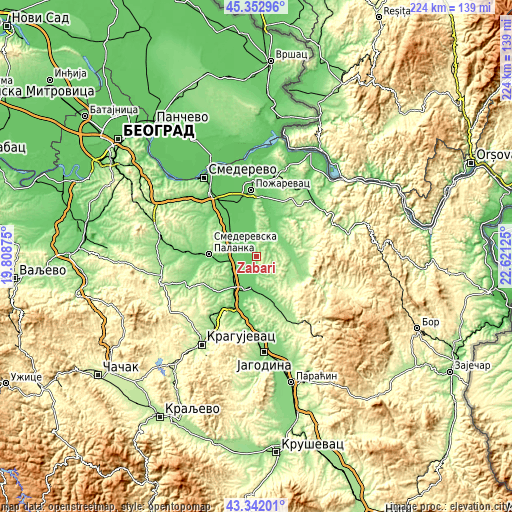 Topographic map of Žabari
