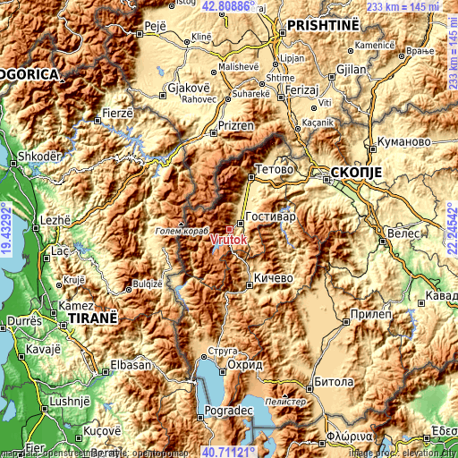 Topographic map of Vrutok