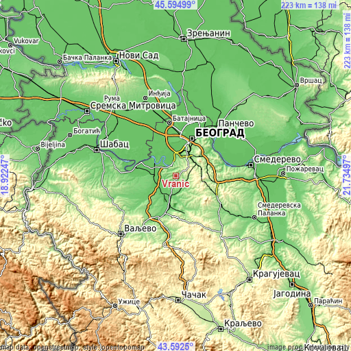 Topographic map of Vranić