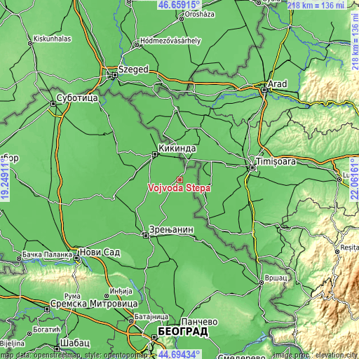 Topographic map of Vojvoda Stepa