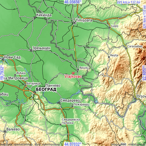 Topographic map of Vlajkovac
