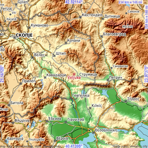 Topographic map of Veljusa