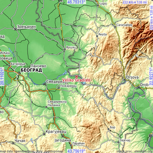 Topographic map of Veliko Gradište