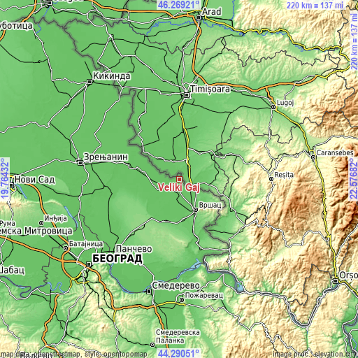 Topographic map of Veliki Gaj