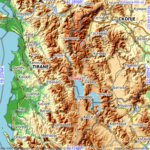 Topographic map of Velesta