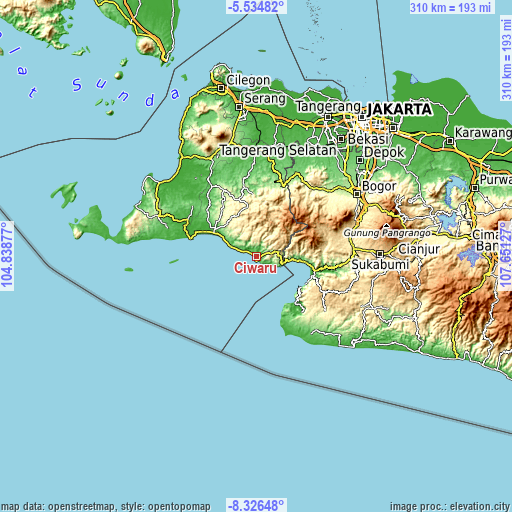 Topographic map of Ciwaru