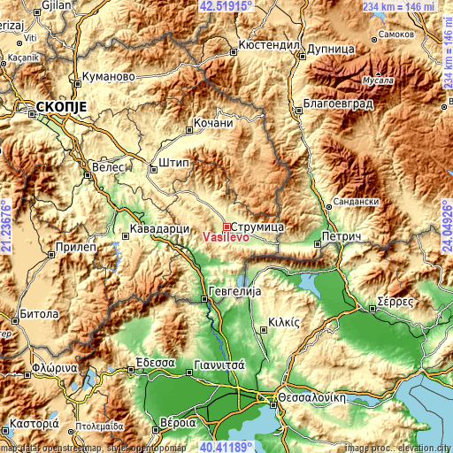 Topographic map of Vasilevo