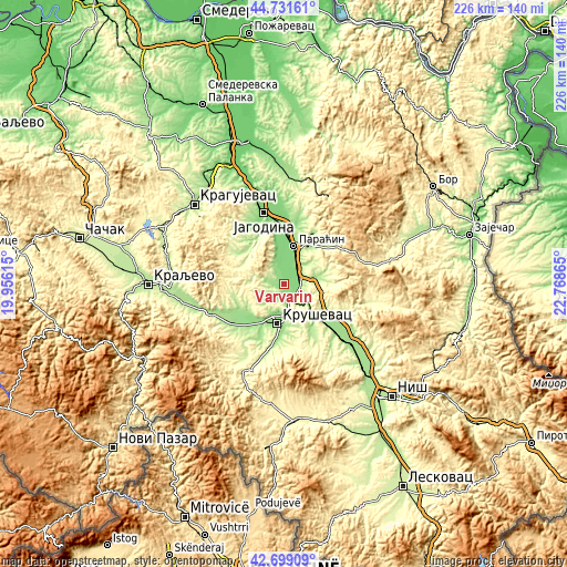 Topographic map of Varvarin
