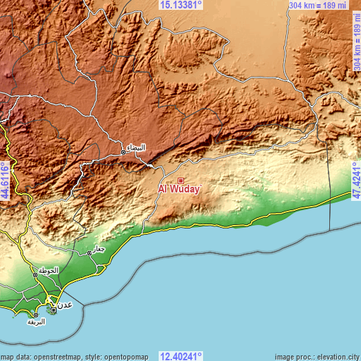 Topographic map of Al Wuday‘