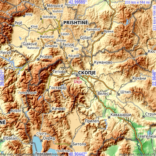 Topographic map of Usje