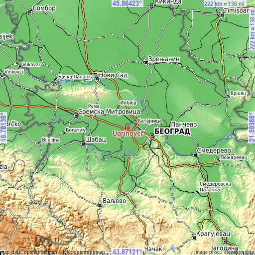 Topographic map of Ugrinovci