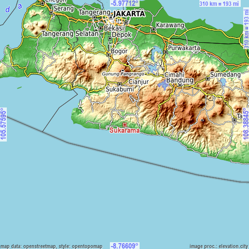 Topographic map of Sukarama