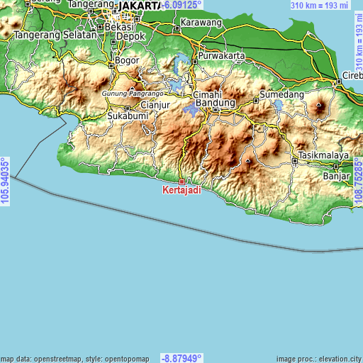 Topographic map of Kertajadi