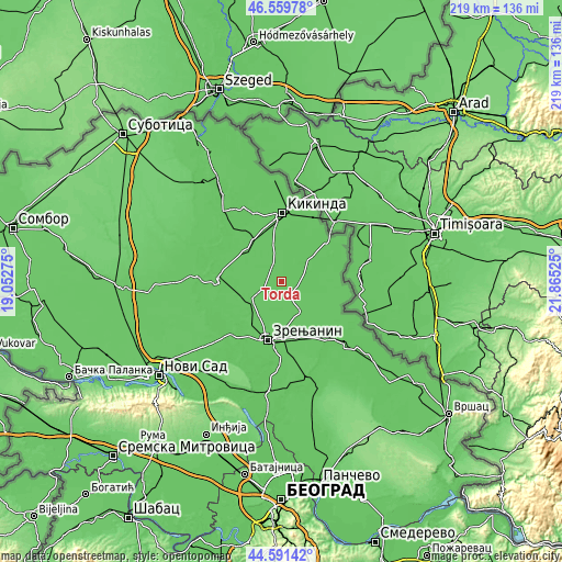 Topographic map of Torda