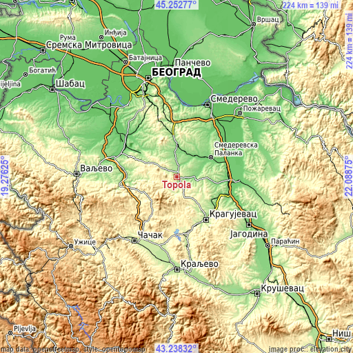 Topographic map of Topola