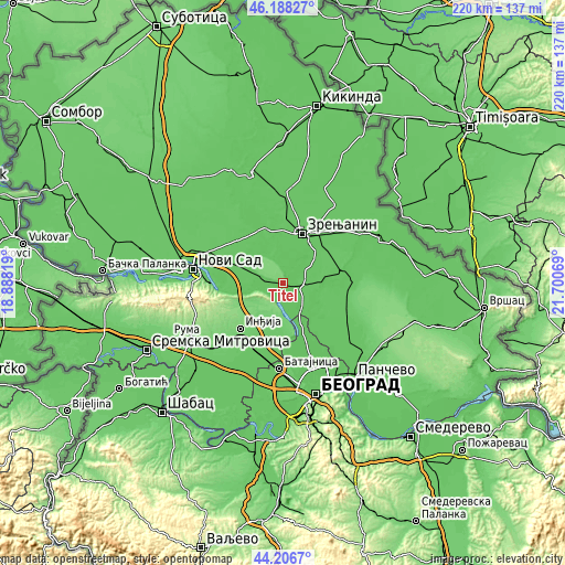 Topographic map of Titel