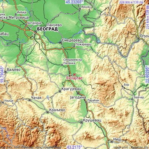 Topographic map of Svilajnac