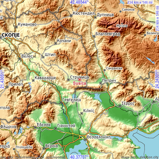 Topographic map of Sušica