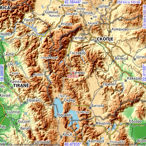 Topographic map of Strelci