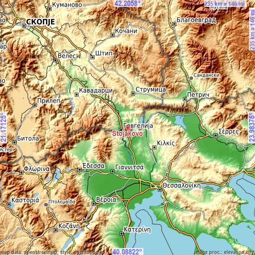 Topographic map of Stojakovo