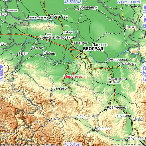 Topographic map of Stepojevac