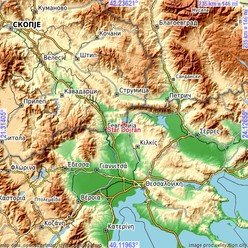 Topographic map of Star Dojran