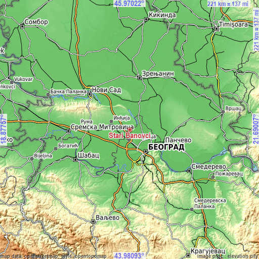 Topographic map of Stari Banovci