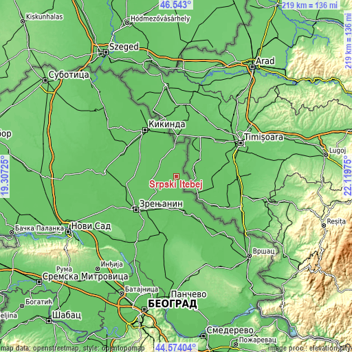 Topographic map of Srpski Itebej