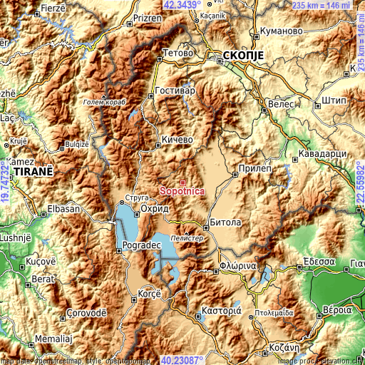 Topographic map of Sopotnica