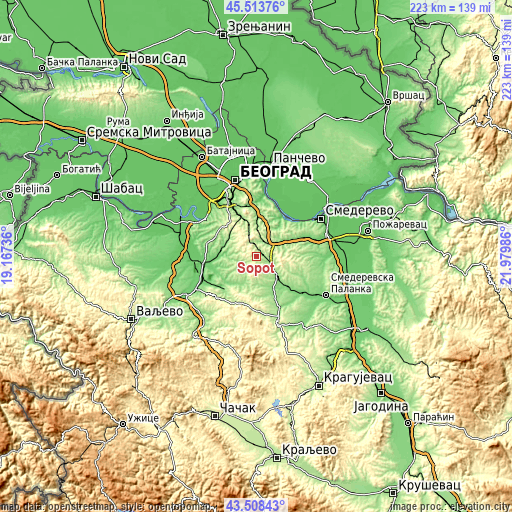 Topographic map of Sopot