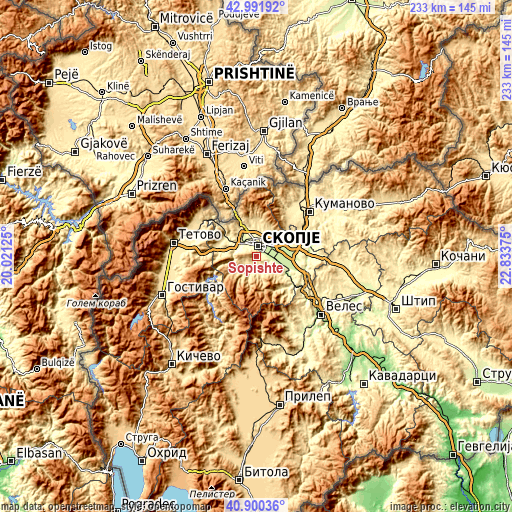 Topographic map of Сопиште