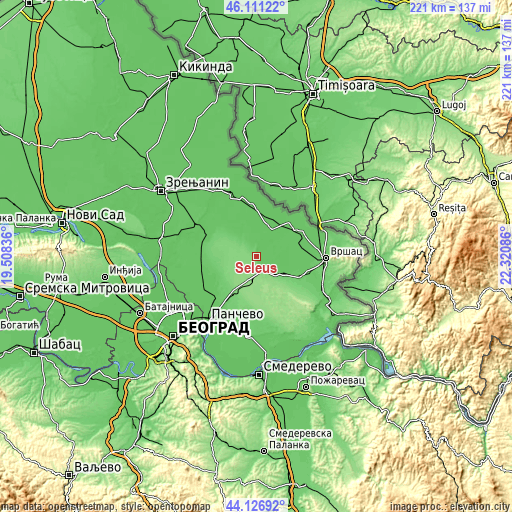 Topographic map of Seleuš
