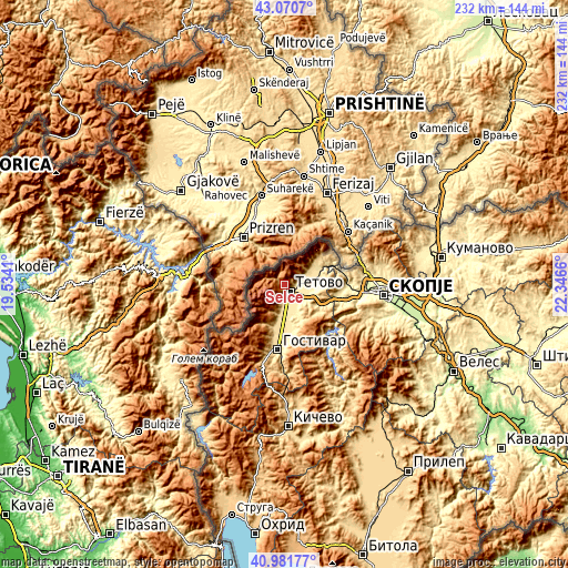 Topographic map of Selce