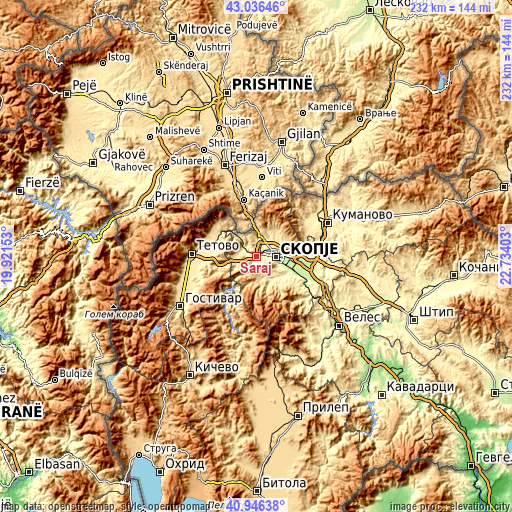 Topographic map of Saraj