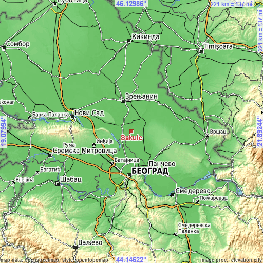 Topographic map of Sakule