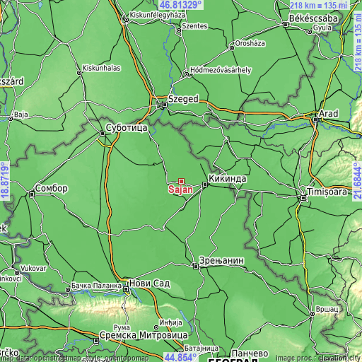 Topographic map of Sajan