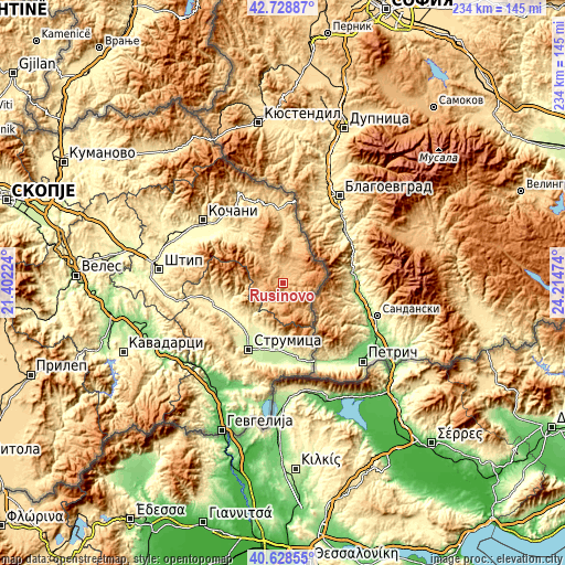 Topographic map of Rusinovo