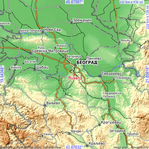 Topographic map of Rušanj